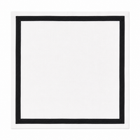White cloth napkin black frame - set of 6 units