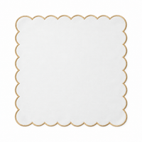 White cloth napkin with gold embroidery - set of 6