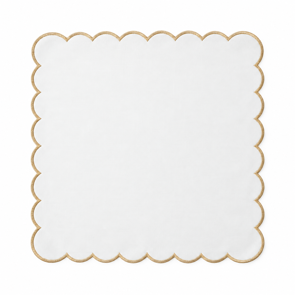White cloth napkin with gold embroidery - set of 6