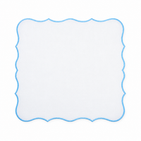 White cloth napkin with light blue border - set of 6 pieces