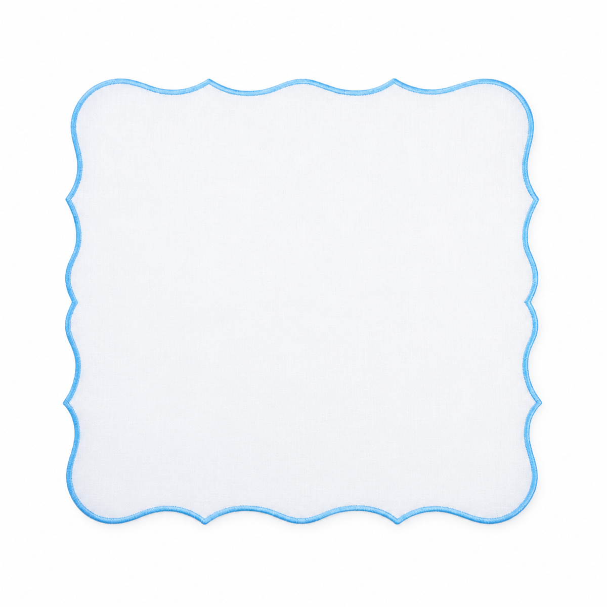 White cloth napkin with light blue border - set of 6 pieces