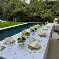 פלייסמט זהב מלכותי - פלייסמט לבן עם רקמת זהב סט של 6