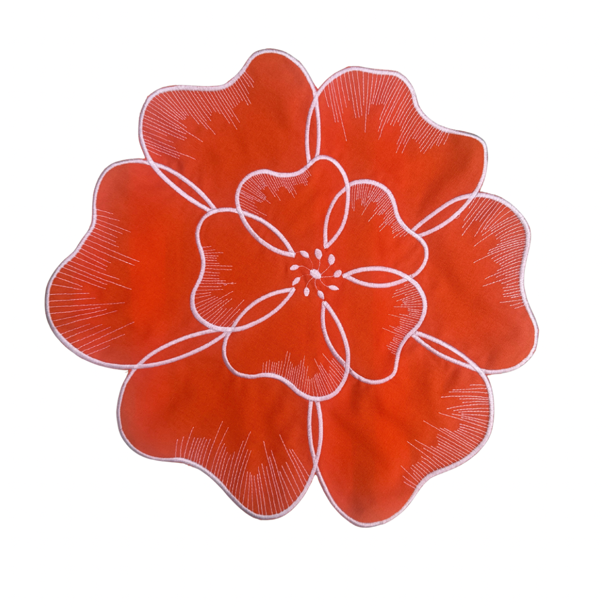 פלייסמט פרח כתום לבן - סט של 6