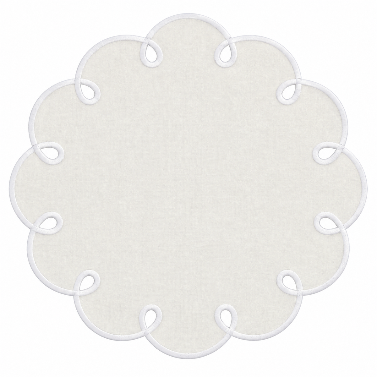 White placemat with beige embroidery - set of 6