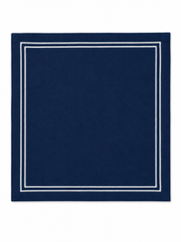 Blue cloth napkin with white embroidery - set of 6 pieces