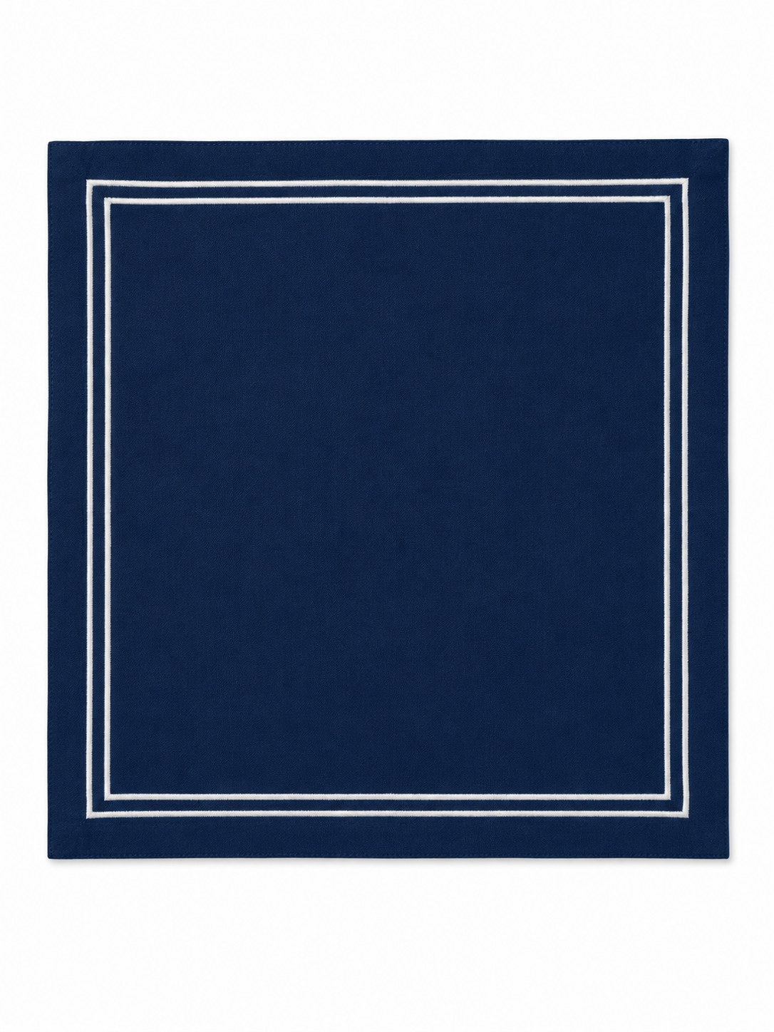 Blue cloth napkin with white embroidery - set of 6 pieces