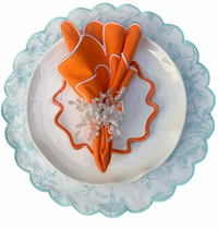 פלייסמט פרחוני תכלת לבן- סט של 6