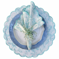 פלייסמט פרחוני תכלת לבן- סט של 6