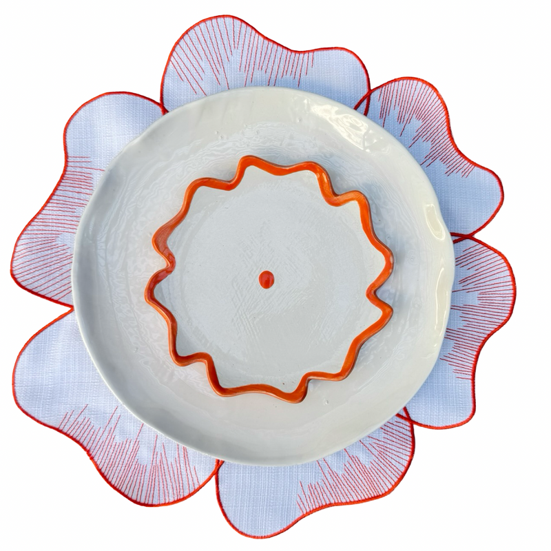 פלייסמט פרח לבן כתום