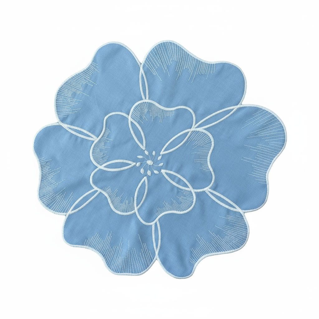 פלייסמט פרח תכלת לבן