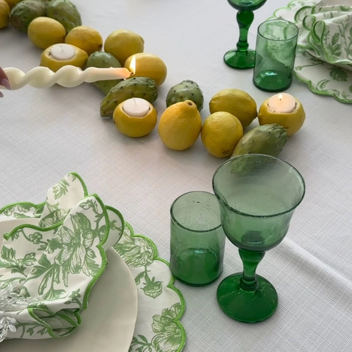 כוס מים מזכוכית ירוקה   - סט של 6