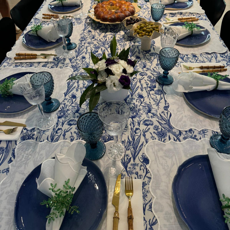 פלייסמט/ מפית בד לבנה קשיחה