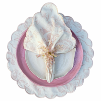 פלייסמט פרחוני ורוד לבן- סט של 6