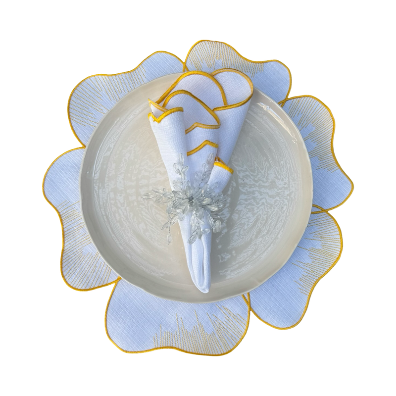 פלייסמט פרח לבן צהוב